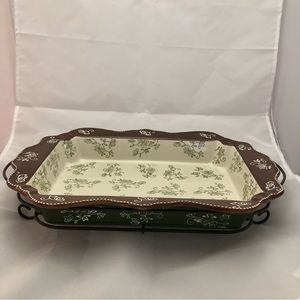 TEMP-TATIONS BY TARA FLORAL LACE 2.5 QT. CASSEROLE BAKEWARE DISH